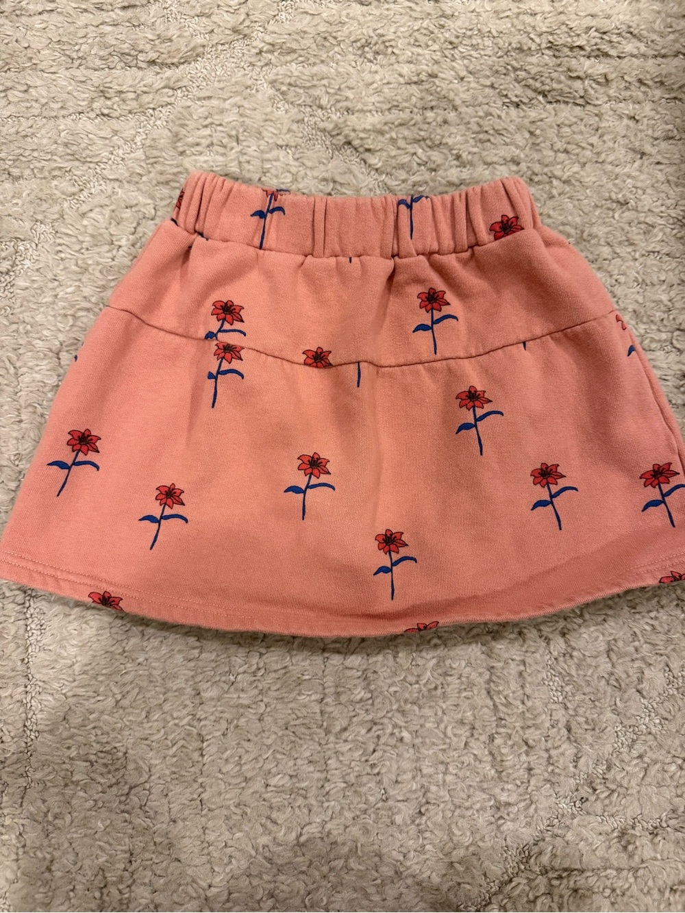 Girls Coral Pink Floral Skirt - (Unknown Brand)